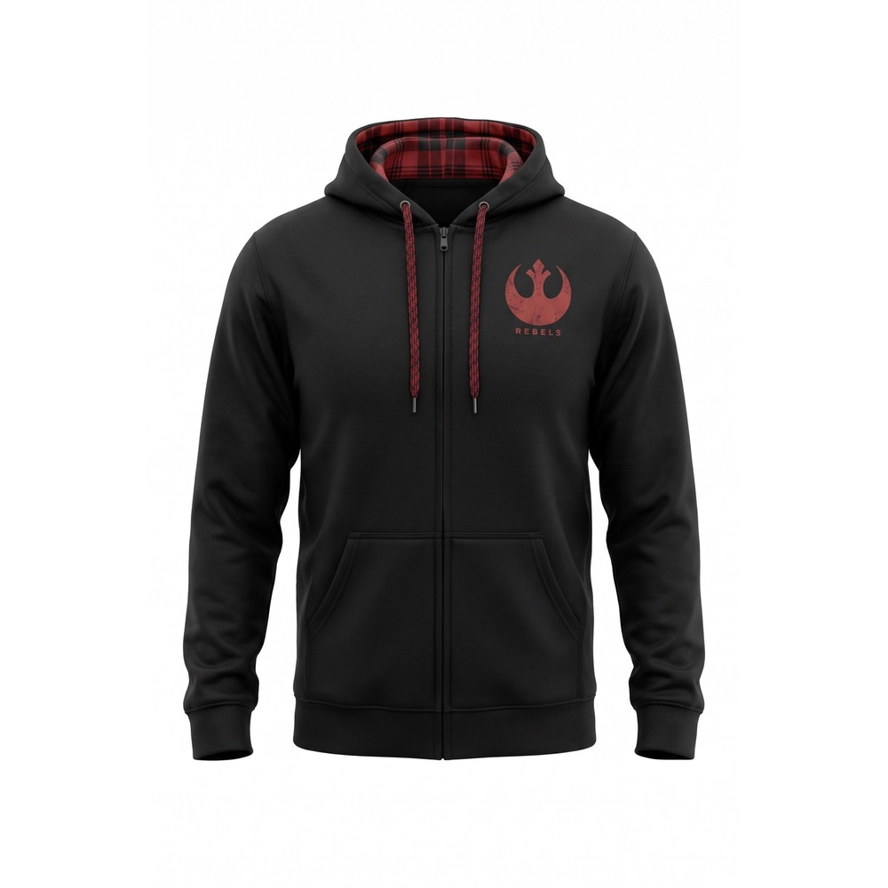Star Wars Rebels Zip Up Hoodie Black Red Phoenix Logo XL Sweatshirt Lucasfilm
